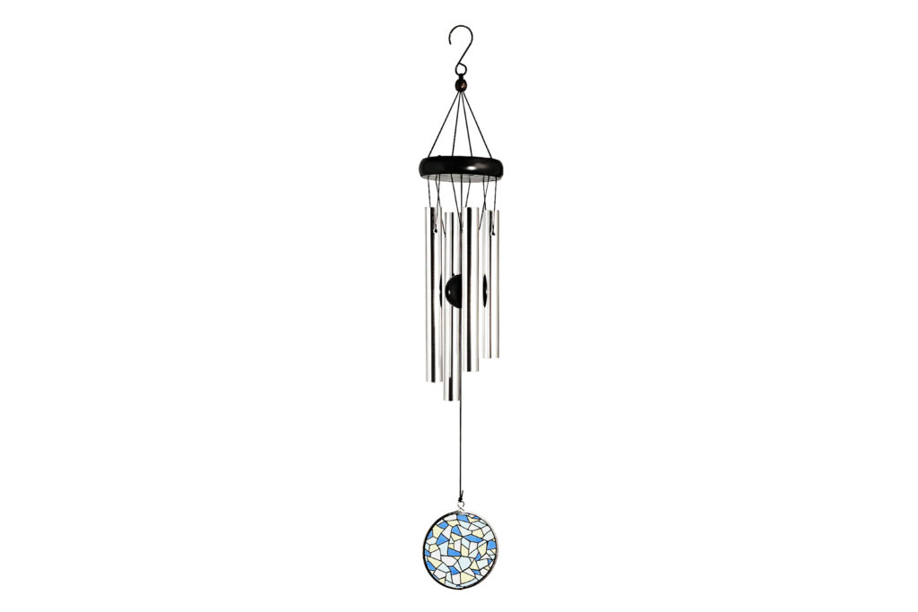 23” Wood Top Stained Glass Sail Wind Chime (1)
