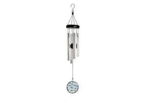 23” Wood Top Stained Glass Sail Wind Chime (1)
