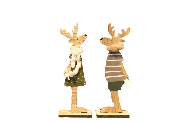 Wooden Deer Christmas Décor Set_removebg