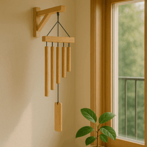 Wooden wind chime used for interior energy balancing
