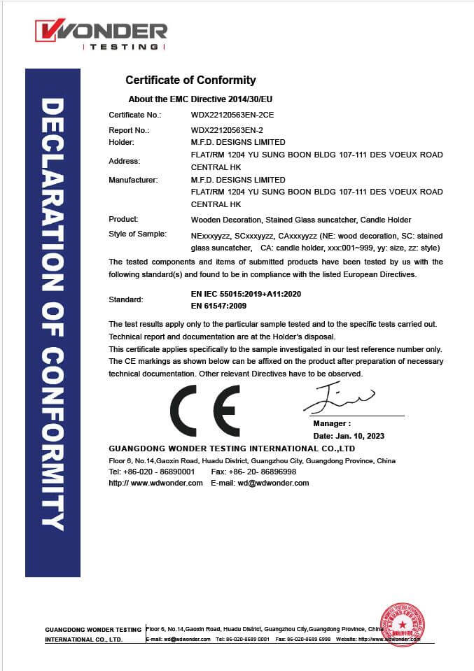 wholesale wind chime certification