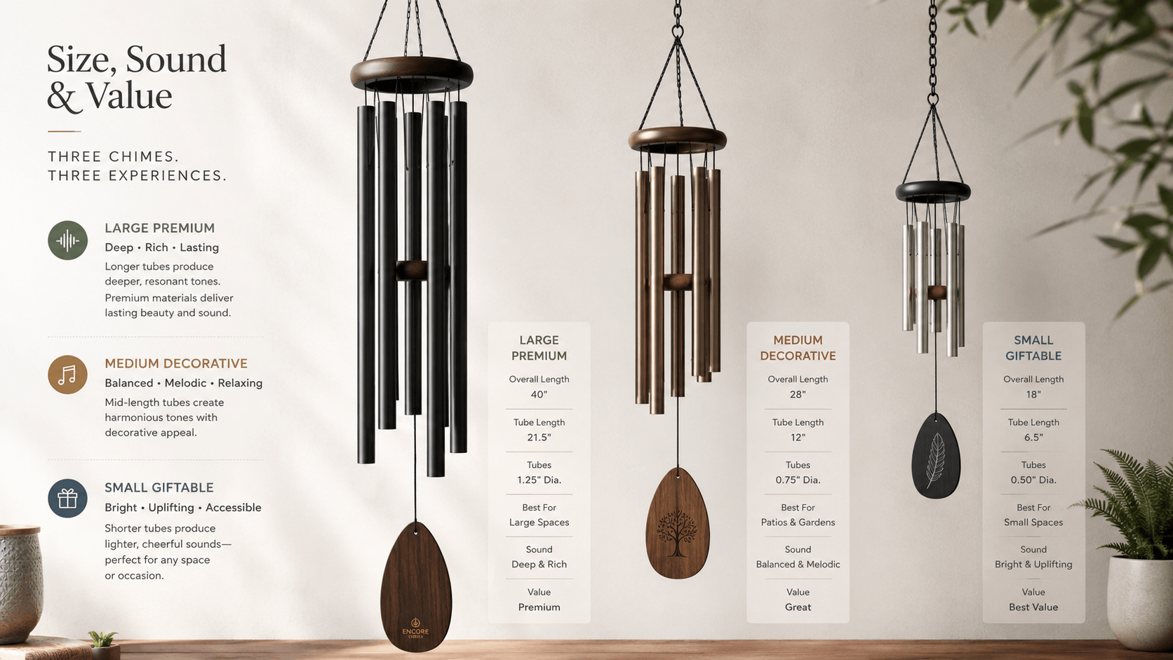 Wholesale Windchimes size